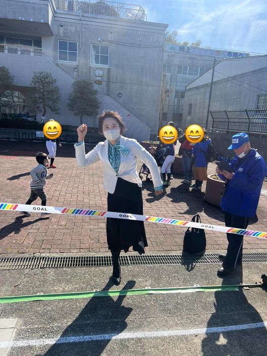 岡上小学校でマラソン大会